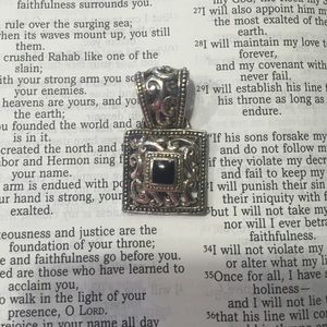 Sterling silver & onyx square pendant